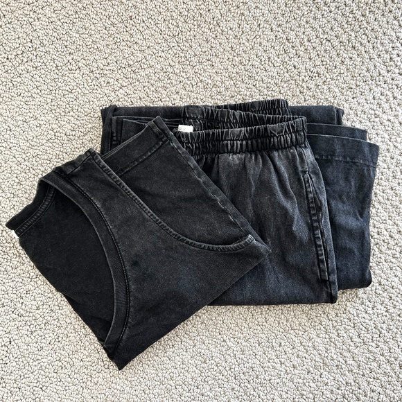 Set Z SUPPLY Scout Jersey Wide Leg Cropped Pant & Sloane Cropped Tank Top small - Picture 2 of 7